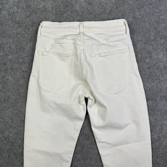 AGOLDE Toni Mid Rise Straight White Destroyed Hem Denim Jeans Size 25 - Picture 12 of 13